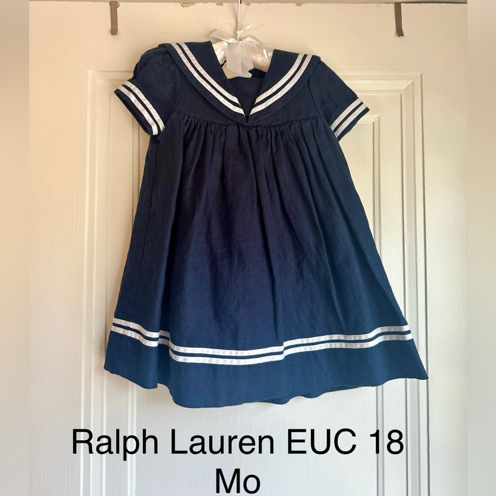 Ralph Lauren navy linen sailor dress 18 mo